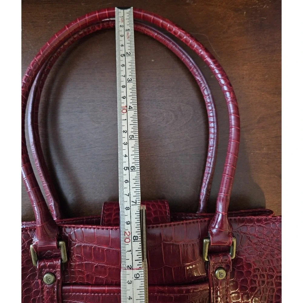 Liz Claiborne‎ Structured Work Tote Red Croc Embossed Shoulder Bag